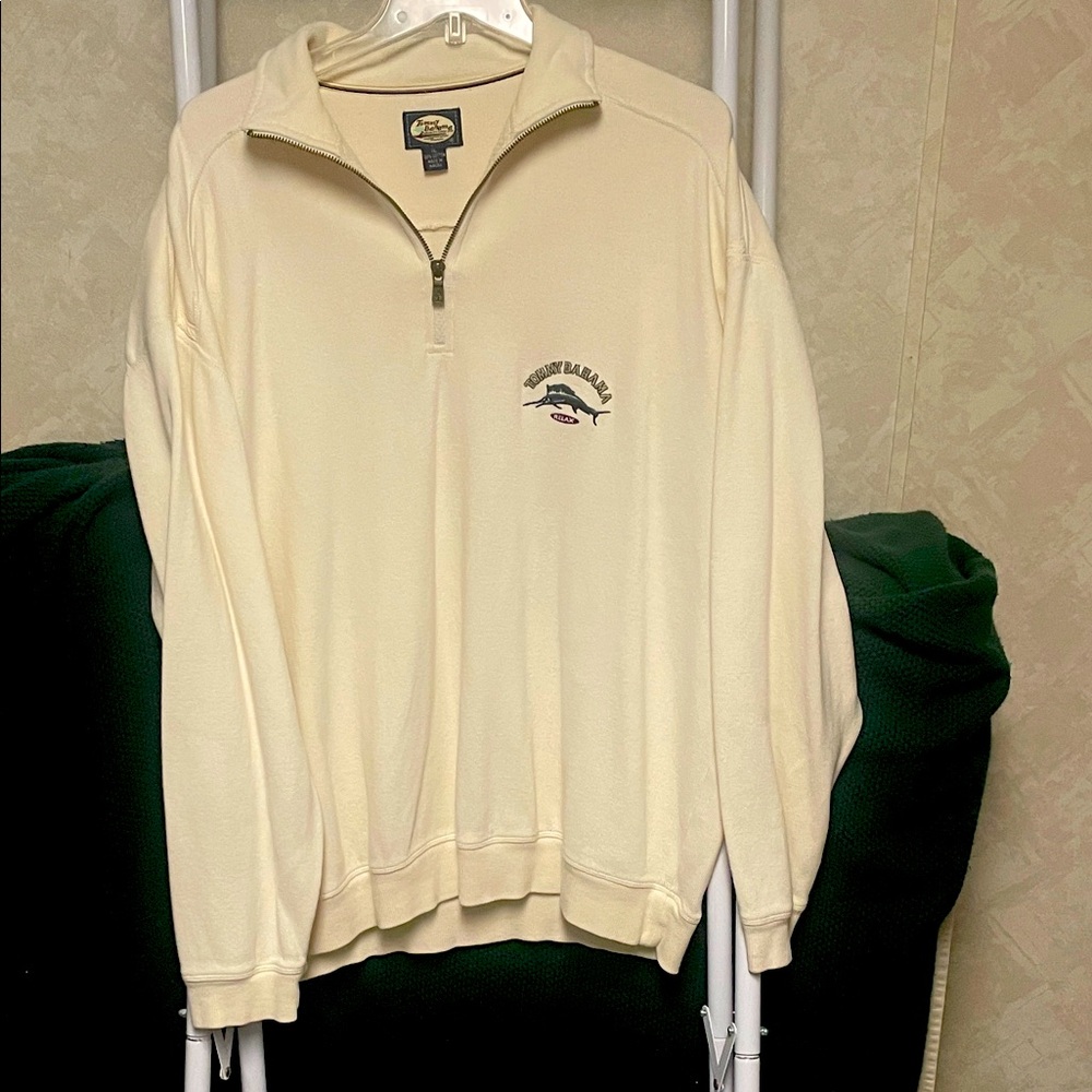Tommy Bahama Off-White Zip-Up Sweater for Men